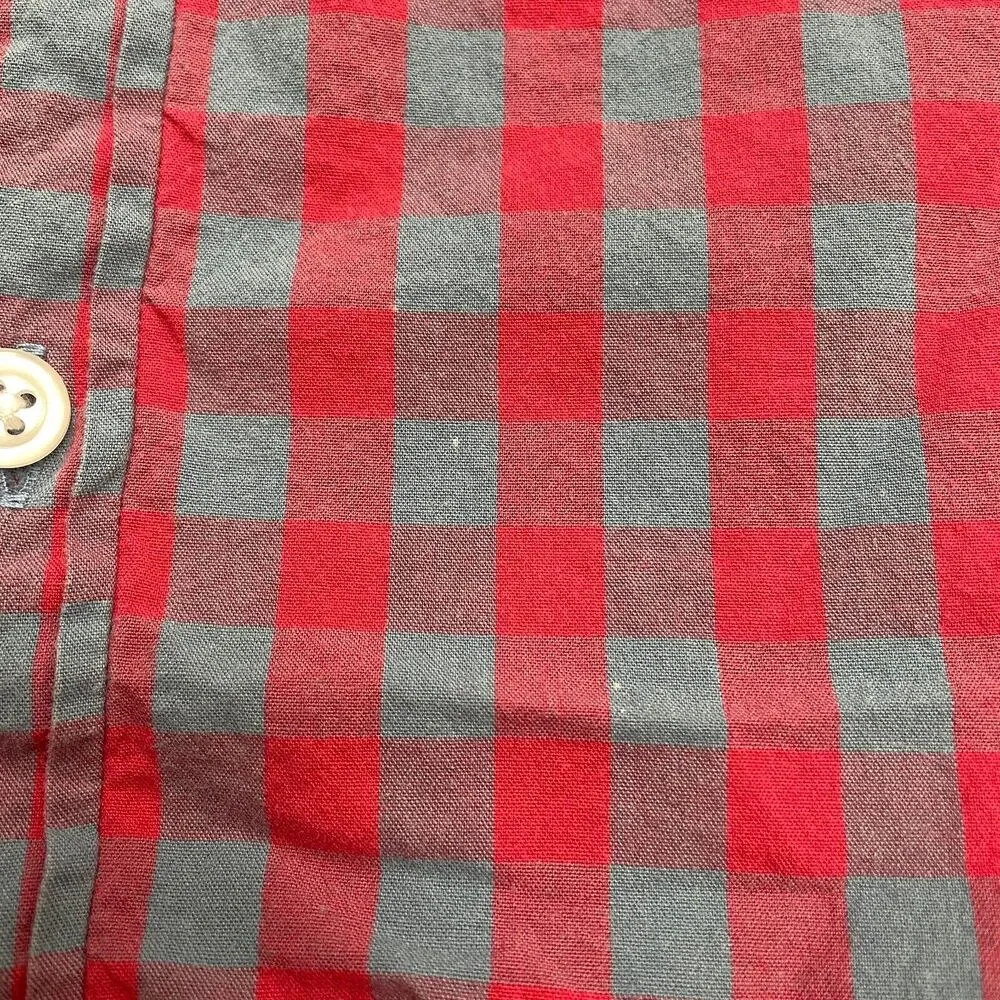 J.Crew Flex Washed Slim Fit Shirt Mens Medium Red Blue Plaid Long Sleeve Casual